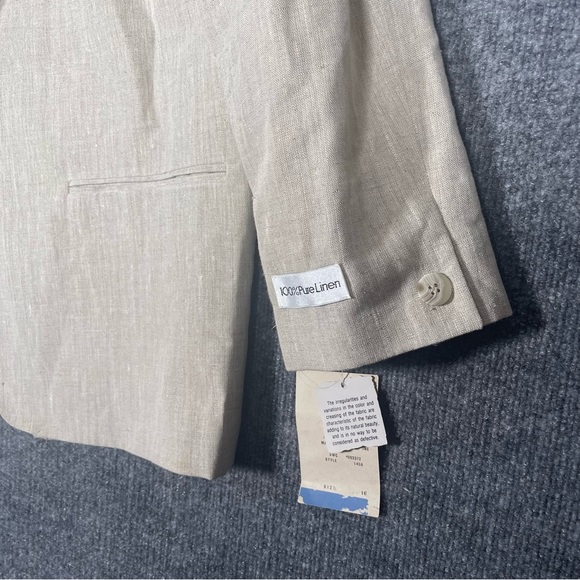 Character Womens 16 Beige 100% Pure Linen Blazer Business Spring Minimalist - Picture 5 of 11